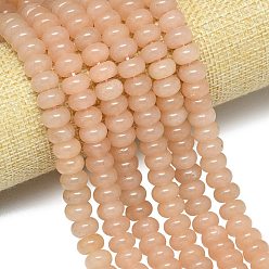 Персиковый Слойка Натуральный Malaysia нефритовые бусы пряди, окрашенная и подогревом, рондель, розовые, 10~10.5x5.5~6 мм, отверстие : 1~1.2 мм, около 67~69 шт / нитка, 15.28''~15.47'' (38.8~39.3 см)