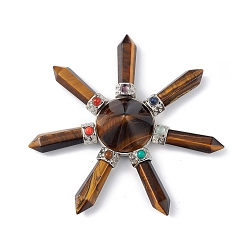 Тигровый глаз Чакра природный тигровый глаз энергетическая башня пирамида, 7 точечная башня, шестигранная призма, орнамент, излучатель энергии для медитации, 101~106x20.5 мм