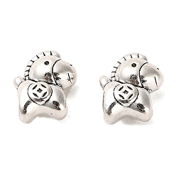 Argent Antique Perles en alliage de style tibétain, sans cadmium et sans plomb, cheval, argent antique, 12x10.5x7mm, Trou: 2.7mm, environ452 pcs / 1000 g
