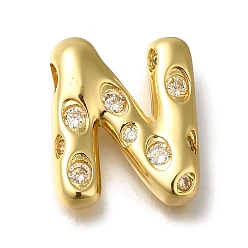 Letter N Латунь с кубическим цирконием подвеской, без кадмия, без никеля и без свинца, Письмо N, Письмо N, 20.5x16.5x6.5 мм, отверстие : 4 мм