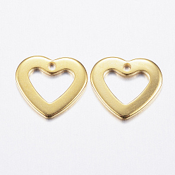 Golden 304 Edelstahl-Charms mit offenem Herzen, hohl, golden, 10x11x1 mm, Bohrung: 1 mm