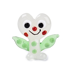 Льняное Полотно Декоративные фигурки эльфа в форме сердца, изготовленные вручную методом муранского стекла., для домашнего украшения рабочего стола, белье, 19~22x20~22.5x8~11 мм