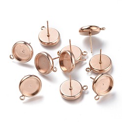Розовое Золото Ионное покрытие (ip) 304 настройки серег из нержавеющей стали, с петлей, плоско-круглые, розовое золото , плоско-круглые: 15x12.5 mm, отверстие : 1.6 мм, штифты : 0.8 мм, лоток : 10 мм