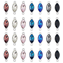 (52) Непрозрачная лаванда 28шт 7 цвета сплав стекло соединительные подвески, амулет с граненым конским глазом, платина, разноцветные, 23x9x5 мм, отверстие : 1.5 мм, 4 шт / цвет