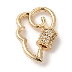 Cloud Латунные застежки для ключей из прозрачного кубического циркония, быстрые ссылки, без кадмия, без никеля и без свинца, реальный 18 k позолоченный, облако, 25x16.5 мм