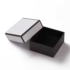White Cardboard Jewelry Boxes, with Sponge Inside, for Jewelry Gift Packaging, Square, White, 7.5x7.5x3.5cm
