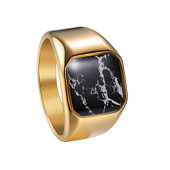 Золотой 316l хирургические кольца из нержавеющей стали для мужчин, квадратный, золотые, размер США 10 (19.8 мм)