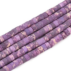 Серо-розавый Окрашенные нити синтетических бус императорской яшмы, матовые, Плоский круглый / диск, Heishi бусы, увядшая роза, 4~4.5x2~2.5 мм, отверстие : 0.9 мм, около 160~163 шт / нитка, 14.53''~14.72'' (36.9~37.4 см)