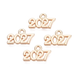 Light Gold Подвески из сплава на Новый год, число 2027 прелести, золотой свет, 9x14.5x1.5 мм, отверстие : 1.6 мм
