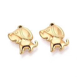 Настоящее золото 18K 304 подвески из нержавеющей стали, собака прелести, ионное покрытие (ip), реальный 18 k позолоченный, 14x12x2.5 мм, отверстие : 1 мм