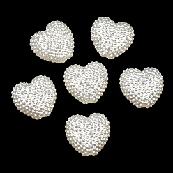 Heart ABS Imitation Pearl Beads, Heart, 11x12x5mm, Hole: 2mm
