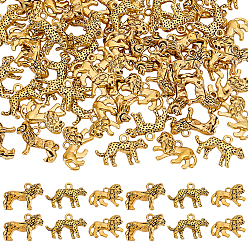Античное Золото 60 шт 3 стили подвески из сплава в тибетском стиле, амулеты с изображением леопарда/льва, античное золото , 14~23x16~24x4~7 мм, отверстие : 2 мм, 20 шт / стиль