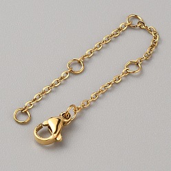 Золотой 304 удлинитель цепи из нержавеющей стали, концевые цепочки с застежками-карабинами, реальный 18 k позолоченный, 92 мм