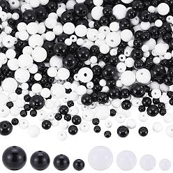 Couleur Mélangete 900pcs 8 couleurs perles acryliques opaques, ronde, couleur mixte, 6~12x5~11mm, Trou: 1.8~2mm