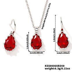 Красный Комплекты из латунных стеклянных подвесных серег и ожерелий с подвесками для женщин, красные, ожерелья: 15.75 дюйм (40 см)