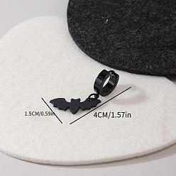 Черный Летучая мышь 304 серьги-кольца из нержавеющей стали, чёрные, 40x15 мм