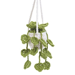 Темно-оливково-зеленый Горшечные растения крючком орхидея подвесное украшение, для автомобильных зеркал заднего вида аксессуары, темно-оливковый зеленый, 330x130x85 мм