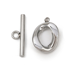 Нержавеющая Сталь Цвет Овальные 304 застежки-тоггл из нержавеющей стали, цвет нержавеющей стали, 6.5x22x2.5 мм, отверстие : 2.5 мм