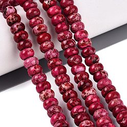 Medium Violet Red Dyed Synthetic Imperial Jasper Beads Strands, Smooth Rondelle, Medium Violet Red, 8x4~5mm, Hole: 0.7~1mm, about 76~82pcs/strand, 15.35~15.94 inch(39~40.5cm)