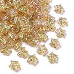 Золотистый Уф-покрытие прозрачные акриловые бусины, звезда, радужный, золотые, 18x19x10 мм, отверстие : 2 мм, Около 355 шт / 500 г