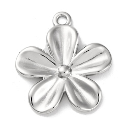 Нержавеющая Сталь Цвет Антикоррозийные 304 подвески из нержавеющей стали, цветочный шарм, цвет нержавеющей стали, 28x24.5x2.5 мм, отверстие : 2 мм