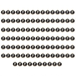 Letter F Позолоченные подвески из эмалевого сплава, эмалированные блестки, плоско-круглые, чёрные, буква f, 14x12x2 мм, отверстие : 1.5 мм, 100 шт / коробка