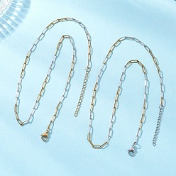 Золотой & Цвет Нержавеющей Стали 2 шт. 2 стили 3 мм двухцветные 304 ожерелья из нержавеющей стали в виде канцелярских скрепок для женщин и мужчин, золотые и нержавеющая сталь цвет, 17.68 дюйм (44.9 см), 1 шт / стиль