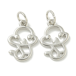 Змея Стойки обшивки латунные подвески, с прыжковых колец, долговечный, без свинца и без кадмия, зодиакальный шарм, змея, 14.8x10.5x1.5 мм, отверстие : 3.5 мм