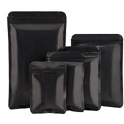 Schwarz 150 Stück 5 wiederverschließbare, matte PET-Beutel, wiederverschließbare Beutel, obere Dichtung dünn Taschen, Rechteck, Schwarz, 10~19.5x7~11.9 cm, 30 Stück / Stil