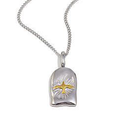 Золотой & Цвет Нержавеющей Стали Религиозное двухцветное украшение 316l из хирургической нержавеющей стали в форме арки с подвеской в виде птицы Святого Духа для женщин, золотые и нержавеющая сталь цвет, 16.14 дюйм (41 см)