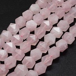 Rose Quartz Natural Madagascar Rose Quartz Beads Strands, Faceted, Star, 6x6mm, Hole: 0.8mm, about 68pcs/strand, 15.3 inch
