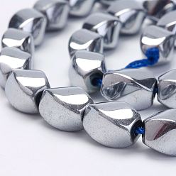 с Платиновым Покрытием Гальванические немагнитные синтетические гематитовые нити, твист, класс А, с покрытием платиным, 12x8x8 мм, отверстие : 2 мм, около 34 шт / нитка, 15.82 дюйм