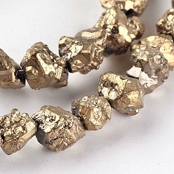 с Золотистым Покрытием Гальванизированный натуральный камень кости дракона, самородки, с золотым покрытием, 6~12x6~8x4~7 мм, отверстие : 0.8~1 мм, около 58~60 шт / нитка, 15.5 дюйм ~ 15.7 дюйм