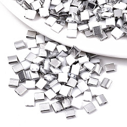 Гейнсборо Стеклянный бисер с отверстиями fgb 2, полутоновые цвета, квадратный, светло-серые, 5x4.5~5.5x2~2.5 мм, отверстие : 0.5~0.8 мм, около 1180 шт / упаковка