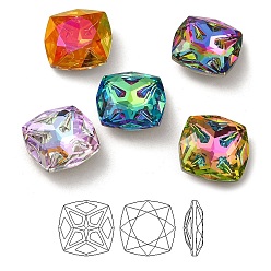 (52) Непрозрачная лаванда K 9 кабошоны из стеклянного страза, точка назад и задняя пластина, граненые, квадратный, разноцветные, 18x18x7 мм