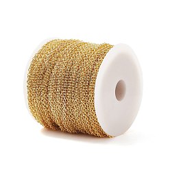 Golden Iron Cable Chains, Unwelded, with Spool, Oval, Golden, 4x3x0.7mm, about 328.08 Feet(100m)/roll