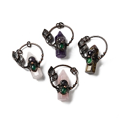 Смешанные камни Большие остроконечные подвески из смешанного камня из натурального камня, граненые подвески-пули и цветы, с красной медью, без кадмия и без свинца, 54~58.5x44~47x21.5~24.5 мм, отверстие : 6 мм