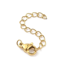 Золотой Ионное покрытие (ip) 304 удлинитель бордюрной цепи из нержавеющей стали, золотые, 52 мм, отверстие : 2.5 мм