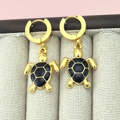 Черный 201 обруч серьги из нержавеющей стали эмаль, черепаха, золотые, чёрные, 41x18 мм