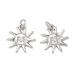 Платина Латунные подвески, солнечные чары, долговечный, стойки покрытие, без свинца и без кадмия, платина, 16.5x15.5x1.5 мм, Перейти кольцо: 5x0.8 мм, 3 мм внутренним диаметром