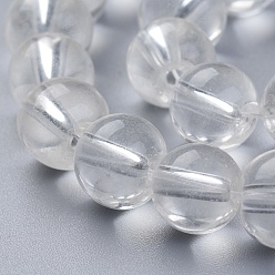 Clear Glass Beads Strands, Round, Clear, 10mm, Hole: 1.6mm, about 30pcs/strand, 9.4 inch~10.6 inch(24~27cm), about 27strands/bag, 1000g/bag