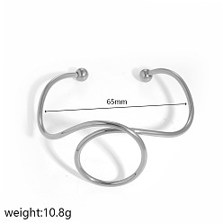Ring 304 Браслеты-манжеты из нержавеющей стали с геометрическим спиральным узором для женщин, цвет нержавеющей стали, без потускнения, кольцо, внутренний диаметр: 2.56 дюйм (6.5 см)
