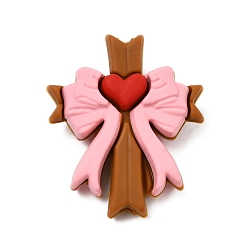 Cross Пищевые экологически чистые силиконовые фокусные шарики, розовые, крестик, 29x24x10 мм, отверстие : 2 мм