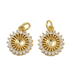 Настоящее золото 18K Латунные микро проложить кубического циркония подвески, солнце, долговечный, без кадмия и без свинца, стойки покрытие, с целью перехода в кольце, реальный 18 k позолоченный, 15.5x13x2.5 мм, отверстие : 3.2 мм