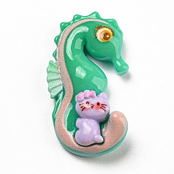 Sea Horse Симпатичные кабошоны из непрозрачной смолы, морские животные кабошоны, морской конек, 33x19x9.5 мм