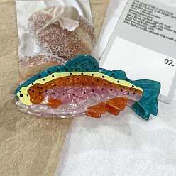 Темно-Оранжевый Акриловые заколки-когти с морскими мотивами, рыба, темно-оранжевый, 40.5x108x40 мм