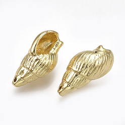 Настоящее золото 18K Латунные подвески, без кадмия, без никеля и без свинца, спиральная оболочка, реальный 18 k позолоченный, 18x9x8 мм, отверстие : 0.8 мм