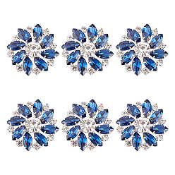 Монтана 6 шт. латунные пуговицы со стразами, 1-луночное, цветок, Монтана, 26.5x10.5 мм, отверстие : 1.8 мм