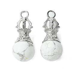 Говлит Природные подвески Говлит, круглые подвески, Подвески-лампочки со стойкой, латунь с платиновым покрытием, рог оленя, без кадмия и без свинца, без кадмия и без свинца, 39~40x16~16.5 мм, отверстие : 4.5 мм