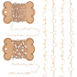 Золотой 4 шт. 4 стиль латунные цепочки в форме луны и звезды для изготовления ювелирных изделий, пайки, с катушкой с лентой, золотые, ссылка: 7x10x1 mm, 8x8.5x0.8 мм, около 3.28 футов (1 м)/стиль